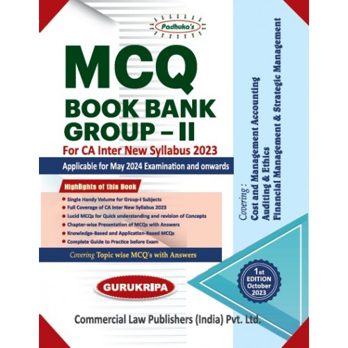 Padhuka's MCQ Book Bank Group 2 for CA Inter May 2024 Exam [New Syllabus] by Gurukripa | Commercial Law Publisher